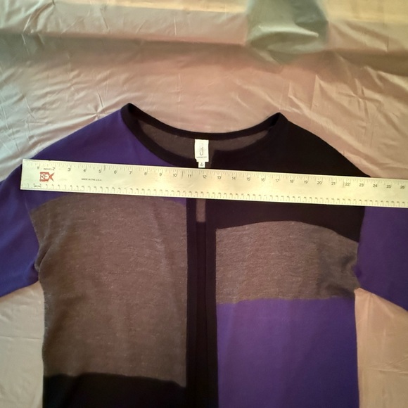 Jones New York purple/black/gray Colorblock Tunic length Open Cardigan Small - Picture 5 of 8